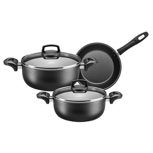 Batería Cocina Cacerola 3 Piezas Aluminio Teflón Supra Mta