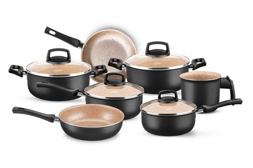 Batería Cocina Olla Cacerola Aluminio Teflón Safira 7p MTA