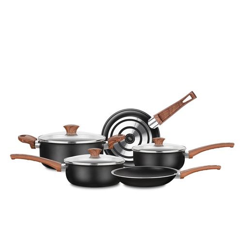 Batería Cocina Cacerola Aluminio x 5 Pzas.Cerámica Mta