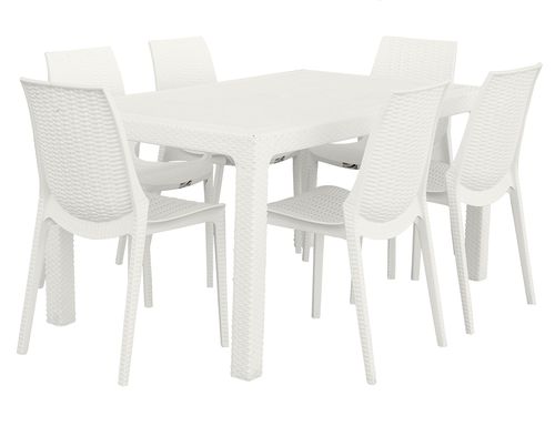 Juego Exterior Mesa Alta 150x90 + 6 Sillas Simil Ratan