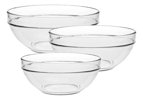 Set X 3 Bowl Ensaladera Apilable De Vidrio Rigolleau
