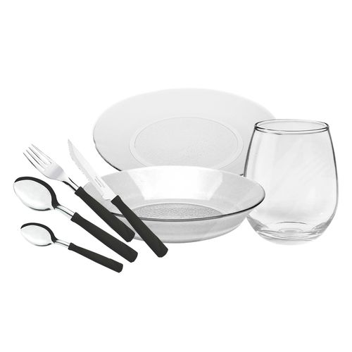 Juego Vajilla Cocina 28 Piezas para 4 Personas Vidrio Rigolleau