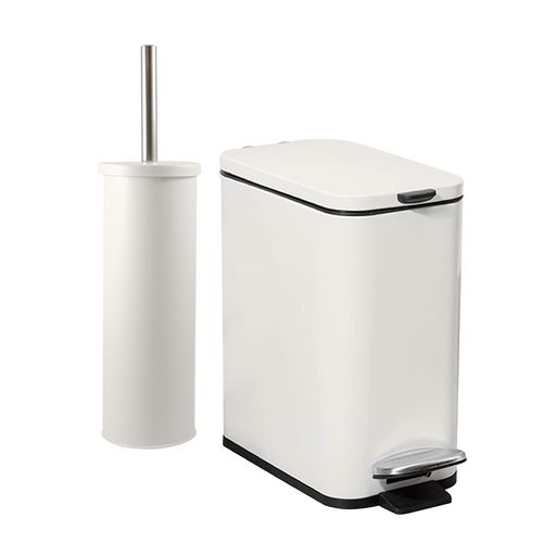 Set Cesto Tacho Basura Acero Pedal 5 lts + Escobilla Utile