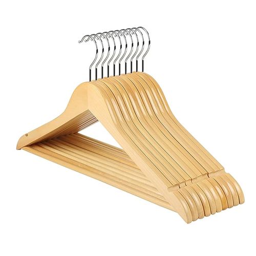 Perchas De Madera Lustrada 1º Calidad Pack X 10 Unidades