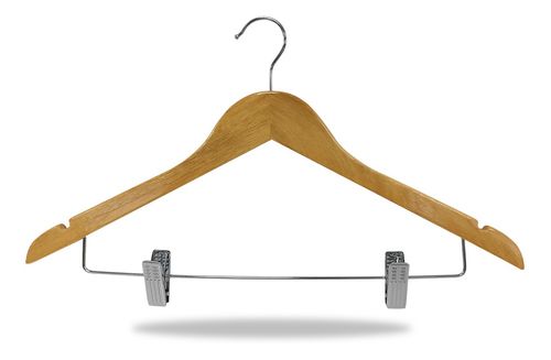 Perchas De Madera Con Broches Polleras Pantalones X 5 Unid.