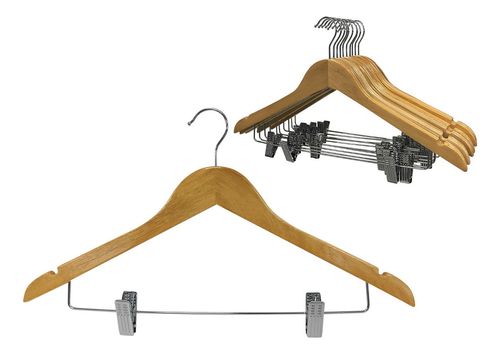 Perchas De Madera Con Broches Polleras Pantalones X 10 Unid