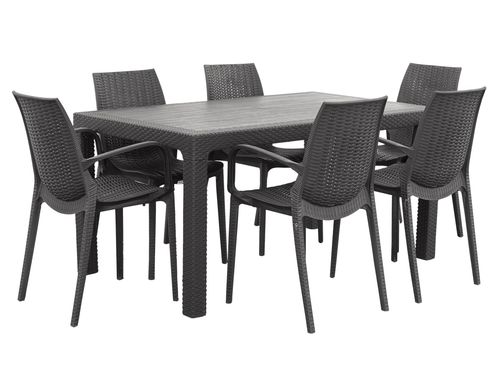 Juego 6 Sillas Melody Jardín + Mesa Ratan 150 X 90 Alejo