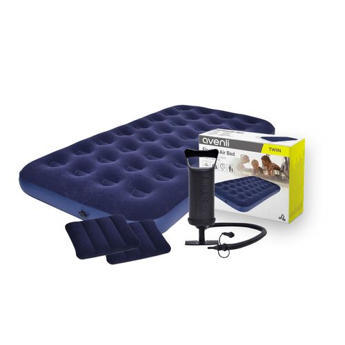 Set Colchón Inflable Doble+ 2 Almohadas + Inflador Avenli
