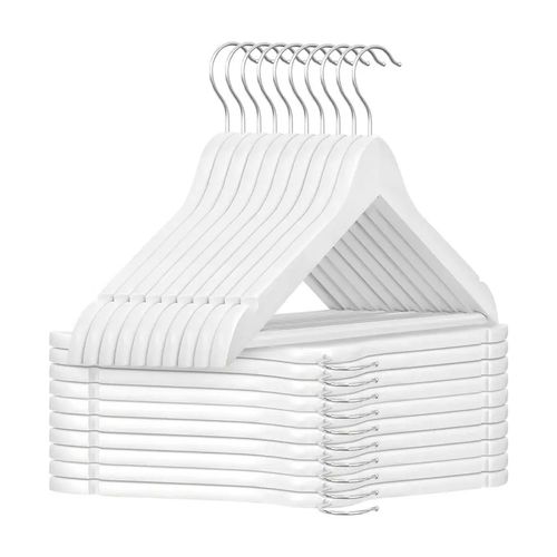 Pack x50 Percha Madera Lustrada Gancho Metálico Giratorio