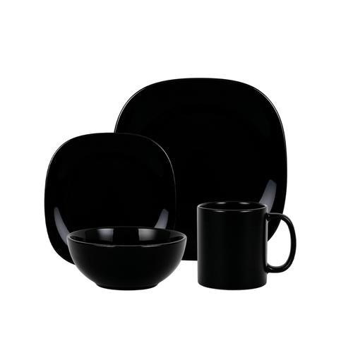 Set Vajilla Varese X16 Piezas Vidrio Opalina Cuadrado Utile