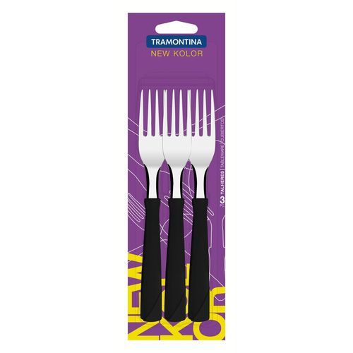 Blister x 3 tenedores Mango Plástico New Kolor Tramontina