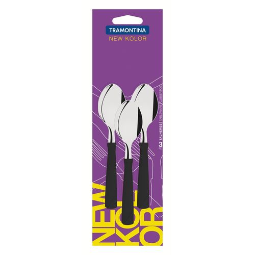 Blister x3 Cucharitas Té Mango Plástico New Kolor Tramontina