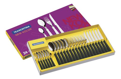 Juego de Cubiertos 24 Piezas Mango Plástico New Kolor Tramontina