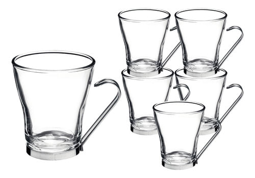 Set X6 Tazas Pocillo Café Capuccino Vidrio Oslo Bormioli 328