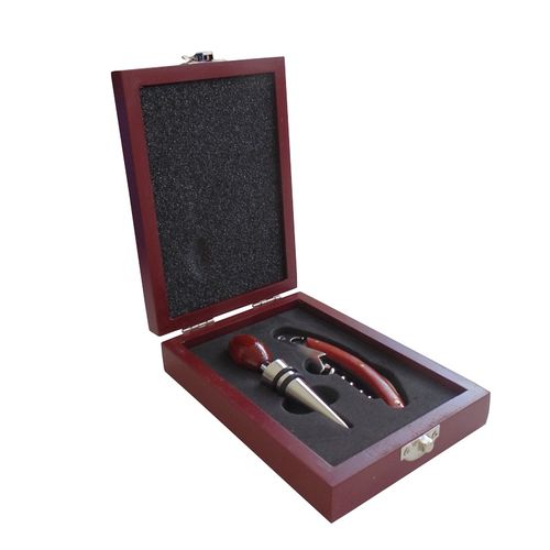 Set de vino de acero cromado con estuche de madera Utile 2 piezas