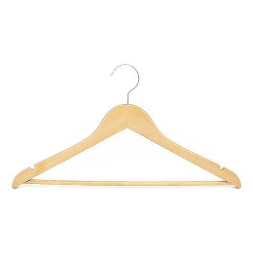 Pack x100 Perchas de Madera Natural Lustrada Barnizadas Con Barral