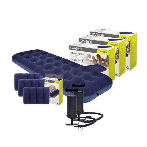 4 X Colchon Inflable 1 Una Plaza + 2 Inflador + 4 Almohadas