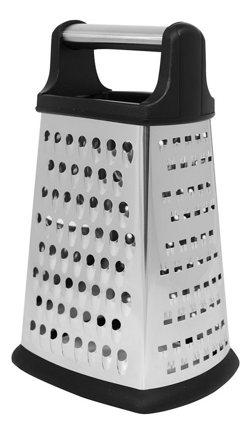 Rallador Queso Verduras Acero Inoxidable 4 Caras Mango Base