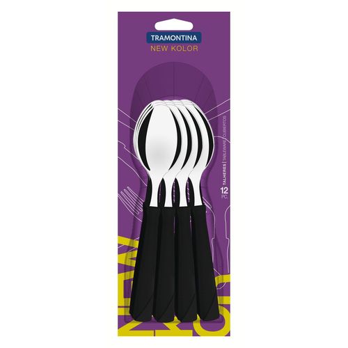 Set 12 Cucharas de Mesa Mango Plástico New Kolor Tramontina