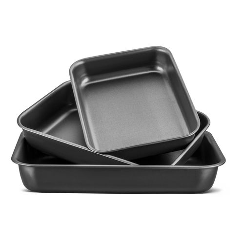 Set X 3 Fuentes Asaderas Aluminio Teflón Antiadherente Mta