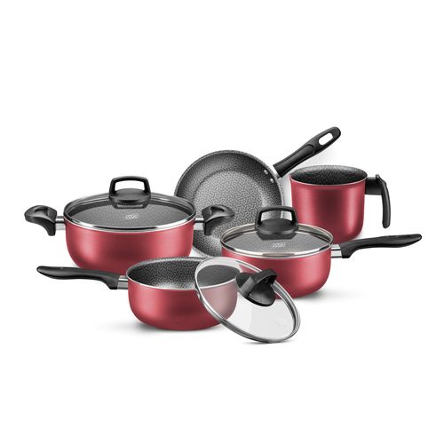 Batería Cocina Olla Cacerola Aluminio Teflón Madri 5p Mta