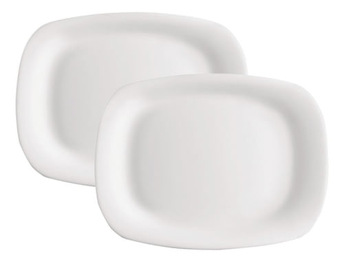 Set X2 Platos Rectangulares 21x28 Vidrio Templado Opal Parma