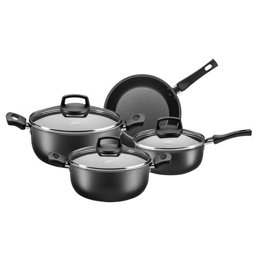 Batería Cocina Olla Cacerola 4 Piezas Aluminio Teflón Mta