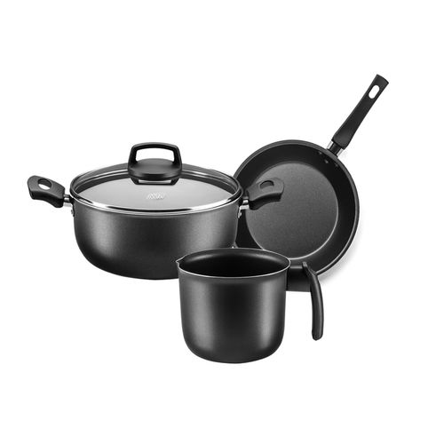Batería De Cocina Cacerola 3 Piezas Aluminio Teflón Mta