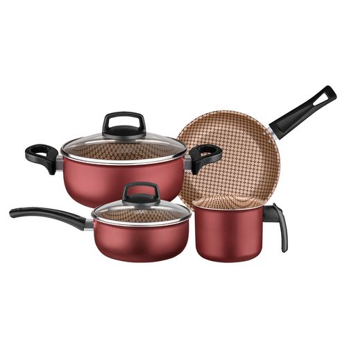 Batería Cocina Olla Cacerola 4 Piezas Teflón Flora Mta