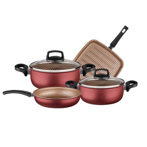 Juego De Cacerola Batería Cocina 4 Pzas Teflón Flora Mta