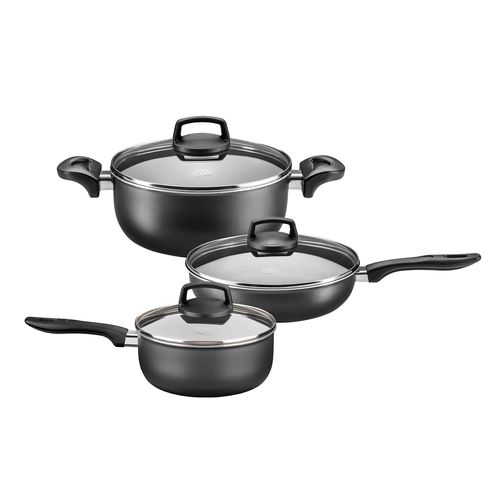 Batería De Cocina Cacerola 3 Pzas Aluminio Teflón Supra Mta