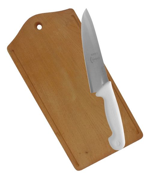 Set Cuchillo Cheff 20 Cm Eskilstuna + Tabla Madera 20x40 Cm