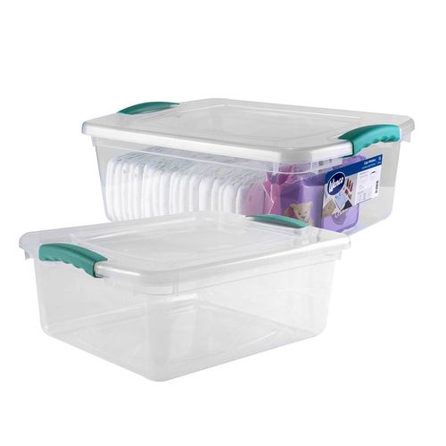 Set 2 Cajas Organizadoras Plásticas Multiuso Apilable 15 LT Wenbox Wenco
