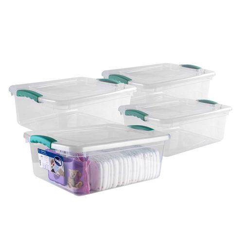 Set 4 Cajas Organizadoras Plásticas Multiuso Apilable 15 LT Wenbox Wenco