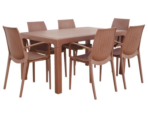 Juego 6 Sillas Melody Jardín + Mesa Ratan 150 X 90 Alejo