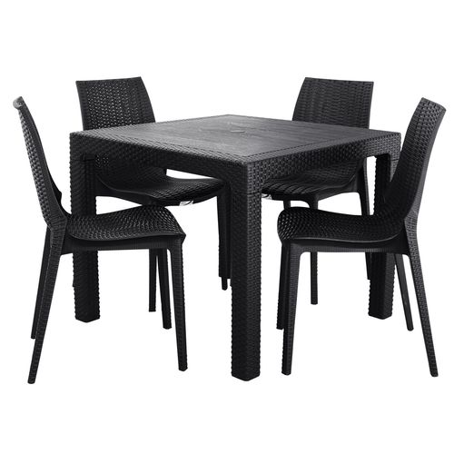 Juego Jardín De Mesa Cuadrada Alta + 4 Sillas Quality