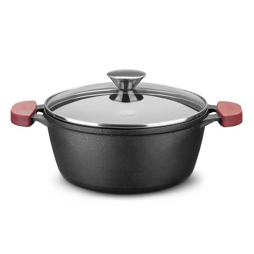 Olla Cacerola Hierro Fundido 30 cm Tapa de Vidrio MTA
