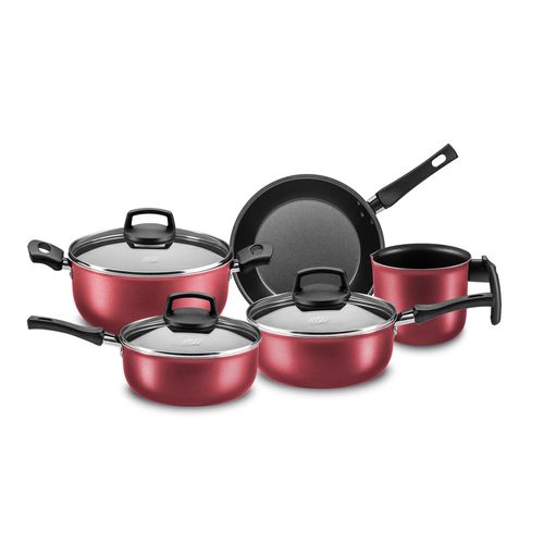 Batería Cocina Olla Cacerola Aluminio Teflón Safira 5p Mta