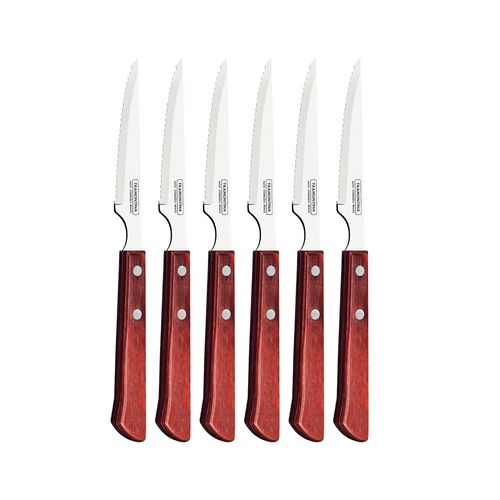 Set 6 Cuchillos Asado Mango Madera Laqueada Polywood Tramontina