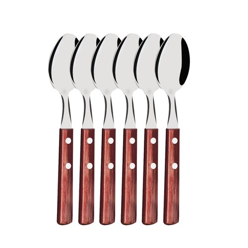 Cuchara Mesa x6 unid.Mango Madera Cerezo Polywood Tramontina