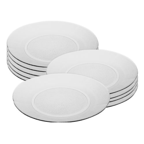 Juego Set x 12 Platos Playos Vidrio Acquamarine Rigolleau