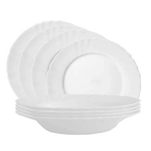 Set x 8 Platos Vidrio Ebro Templado Opal Opalinos 4 personas