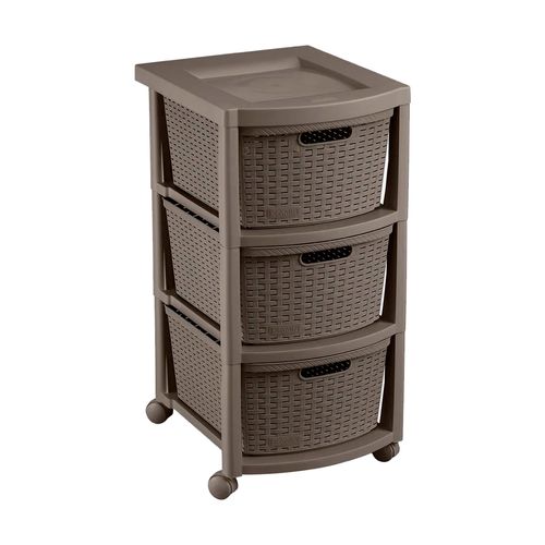 Cajonera Cómoda Organizador Shia 3 Cajones Simil Ratán Rimax