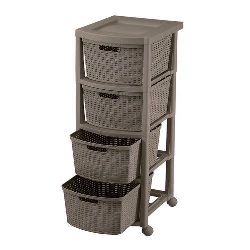 Cajonera Cómoda Organizador Shia 4 Cajones Simil Ratán Rimax