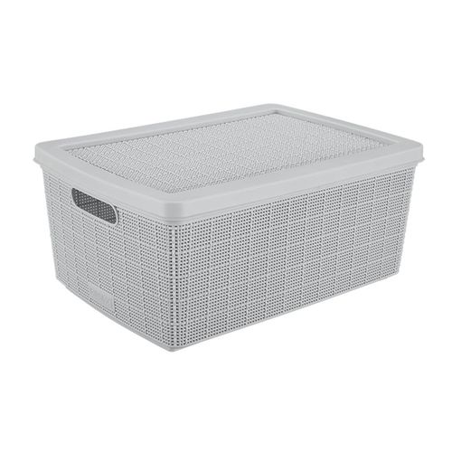 Caja Cesto Canasto Organizadora C/Tapa Símil Ratán Rimax