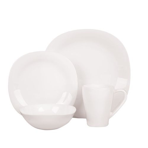 Set Vajilla x 16 Pzas.Vidrio Templado Opalina Cuadrado Utile