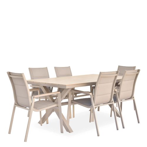 Juego para jardín de aluminio y m adera Perseo Utile 7 Pzas.