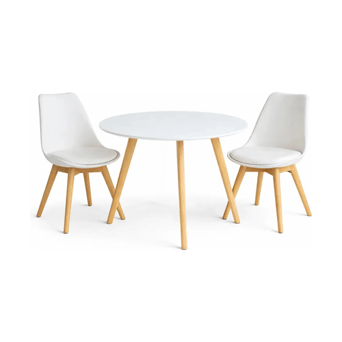 Juego de comedor nórdico de mesa + sillas Tulip Utile 90cm 3 piezas
